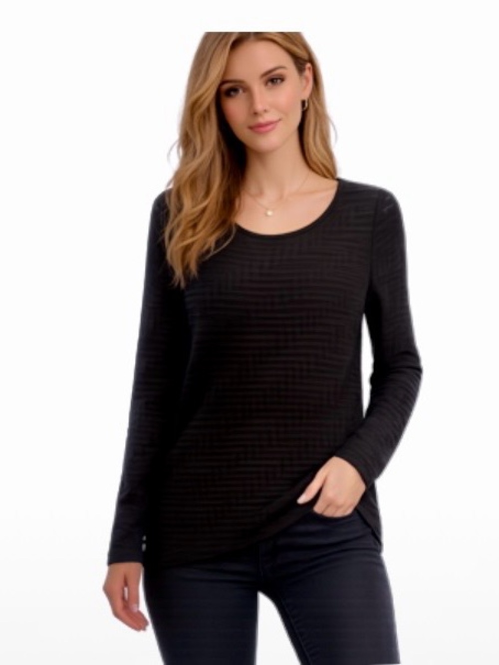 The Limited Black Geometric Textured Knit Top
